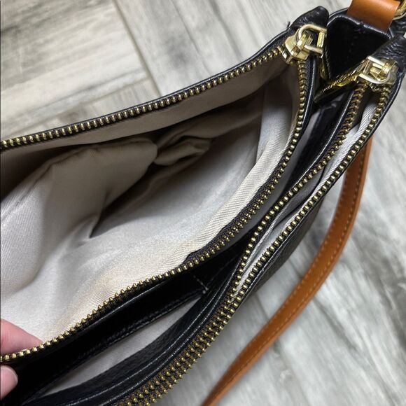 Valentina Black and Tan Crossbody Bag - Picture 9 of 11